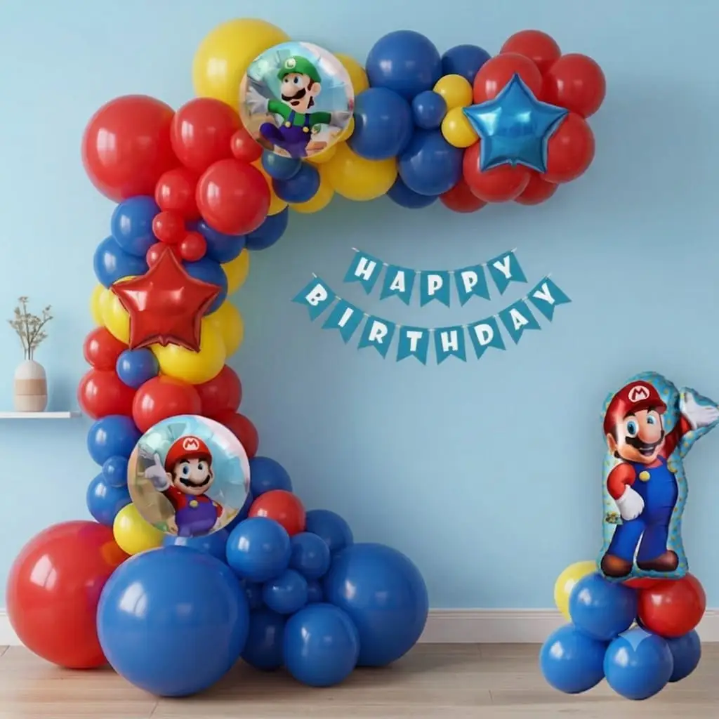 Super Mario Birthday Decor on wall